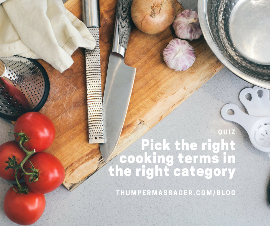 Pick the right cooking terms in the right category